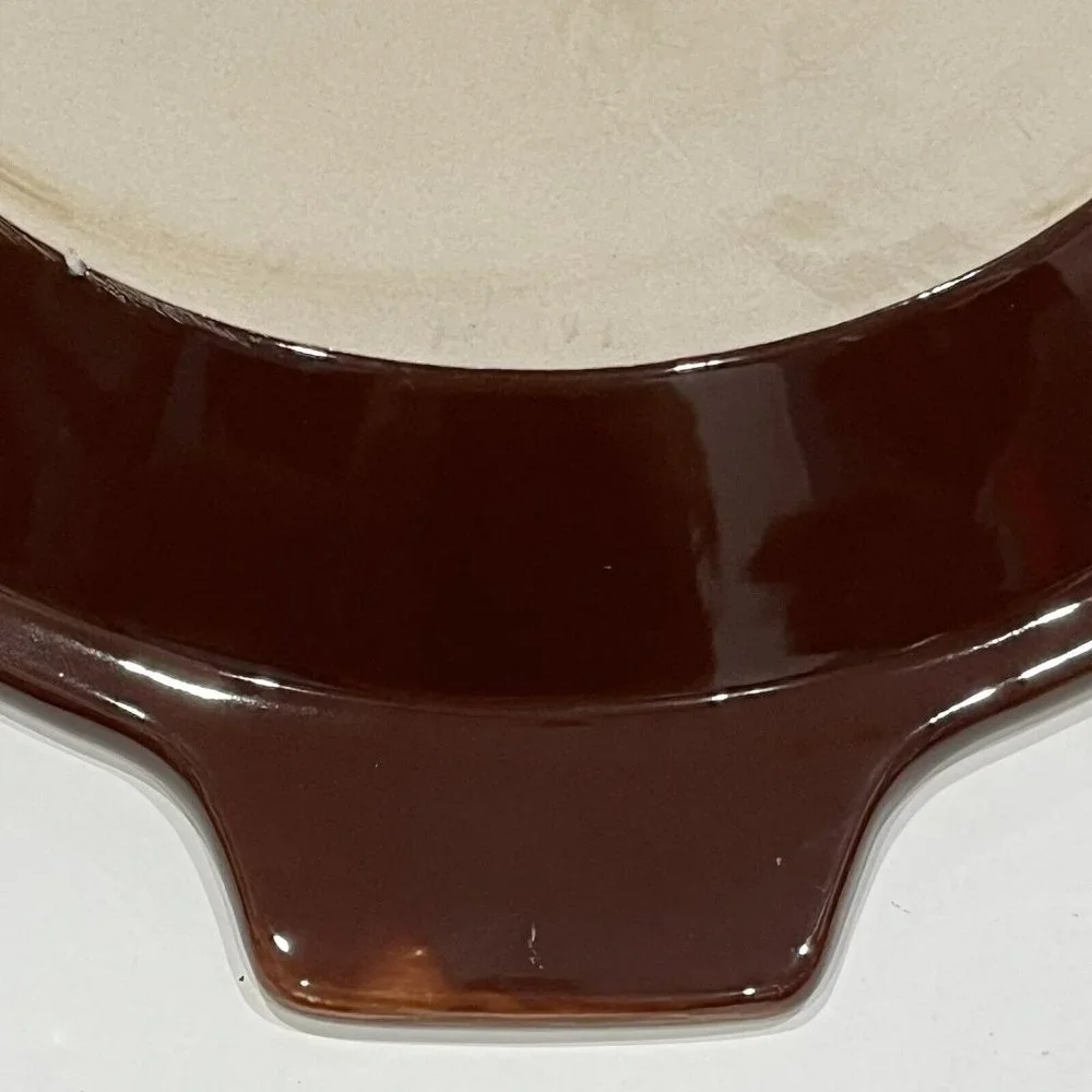 QVC Technique Ceramic Brown And Cream 10” Pie Plate With Lifter And Instructions